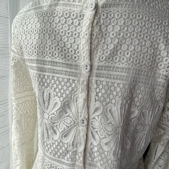 Anthropologie Luna Moon/EUC Elegant White Lace Women's Top Sz S - Picture 3 of 7